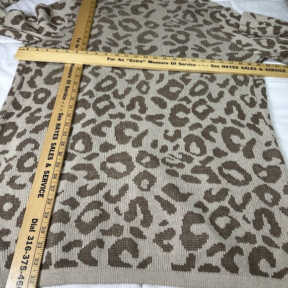 89th & Madison Women’s Large Brown Leopard Print Long Sweater Cardigan Duster - Picture 7 of 10